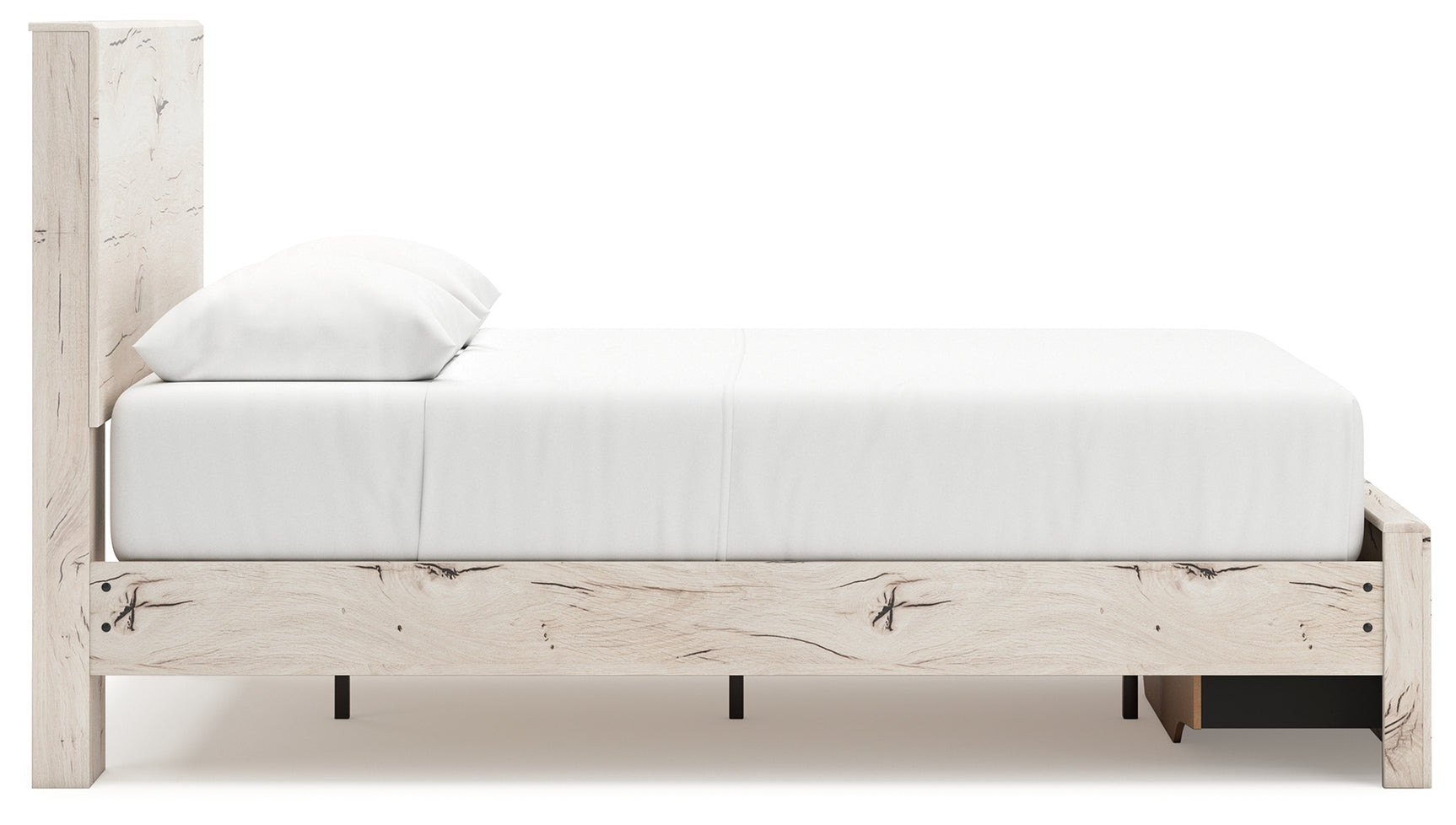 Lawroy queen panel storage bed in rustic white finish