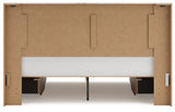 Lawroy Light Natural King Panel Bed with Storage, front view in rustic white finish