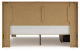 Lawroy Light Natural King Panel Bed with Storage, front view in rustic white finish