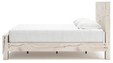Lawroy Light Natural King Panel Bed with Storage, front view in rustic white finish