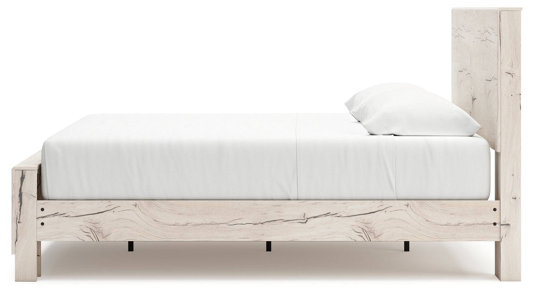 Lawroy Light Natural King Panel Bed with Storage, front view in rustic white finish