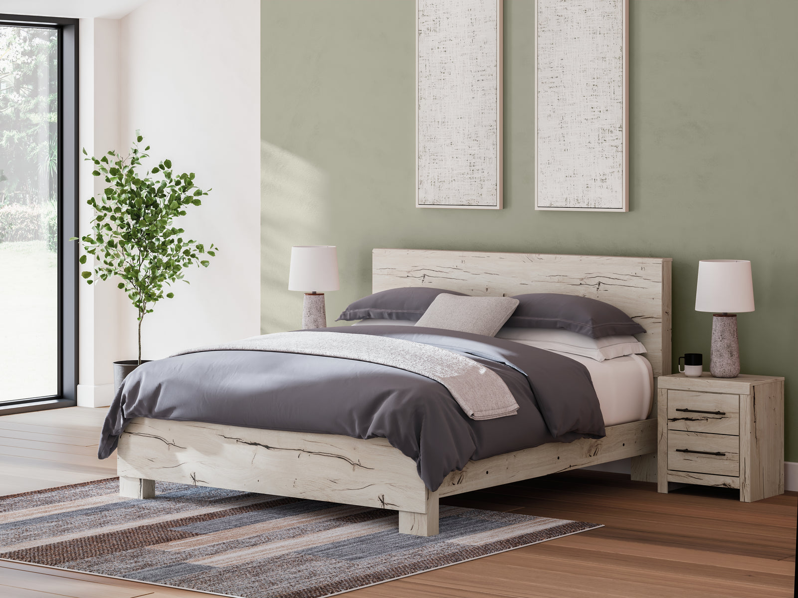 Lawroy Light Natural King Panel Bed