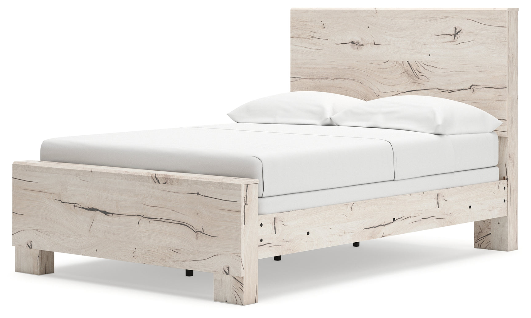 Head-on view of Lawroy Light Natural Full Panel Bed's full panel headboard