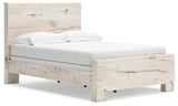 Side view of Lawroy Light Natural Full Panel Bed showing panel design