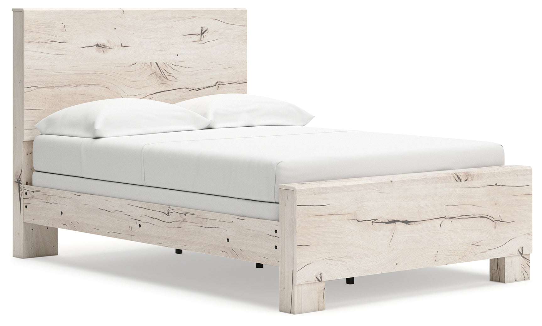 Side view of Lawroy Light Natural Full Panel Bed showing panel design