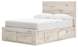 Lawroy Light Natural Full Panel Storage Bed in light natural oak finish