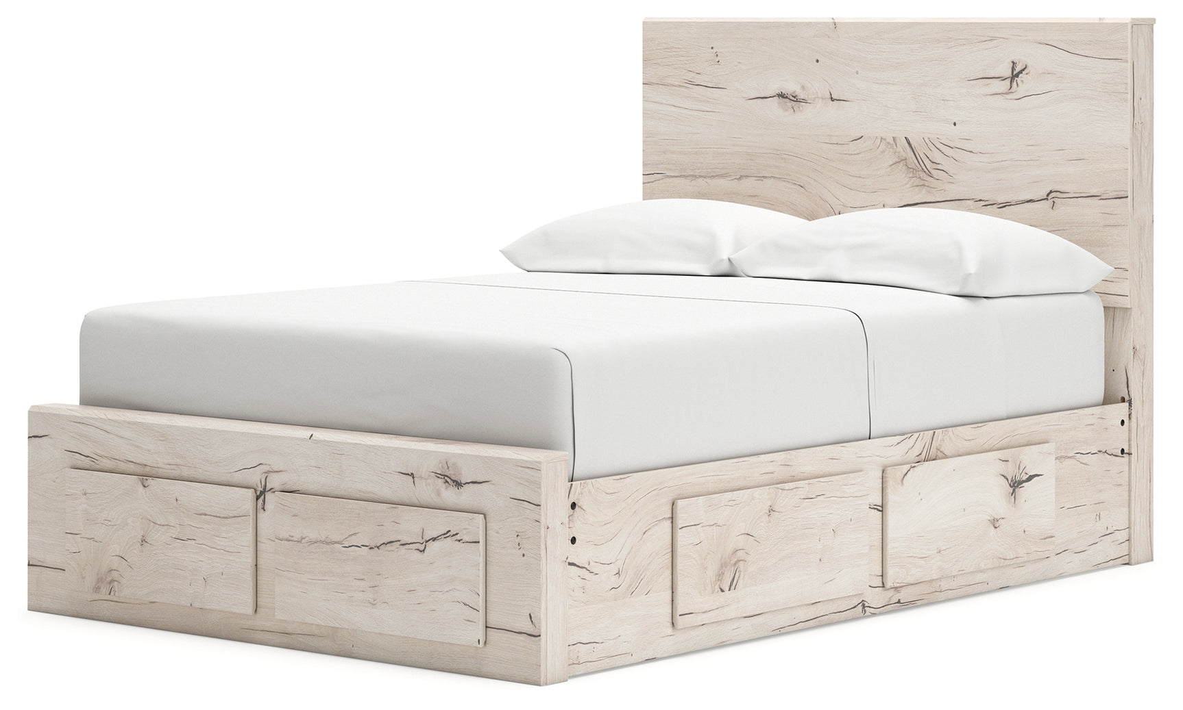 Lawroy Light Natural Full Panel Storage Bed in light natural oak finish