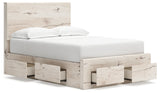 Lawroy Light Natural Full Panel Storage Bed in light natural oak finish