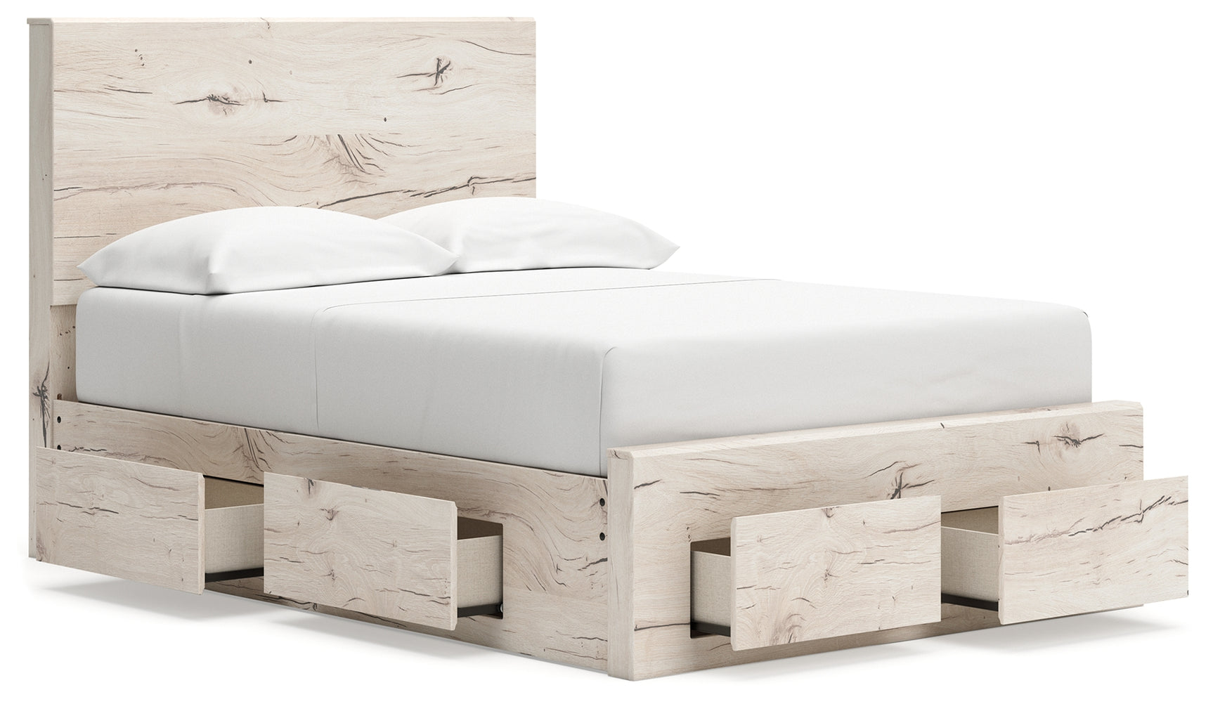 Lawroy Light Natural Full Panel Storage Bed in light natural oak finish