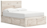 Lawroy Light Natural Full Panel Storage Bed in light natural oak finish