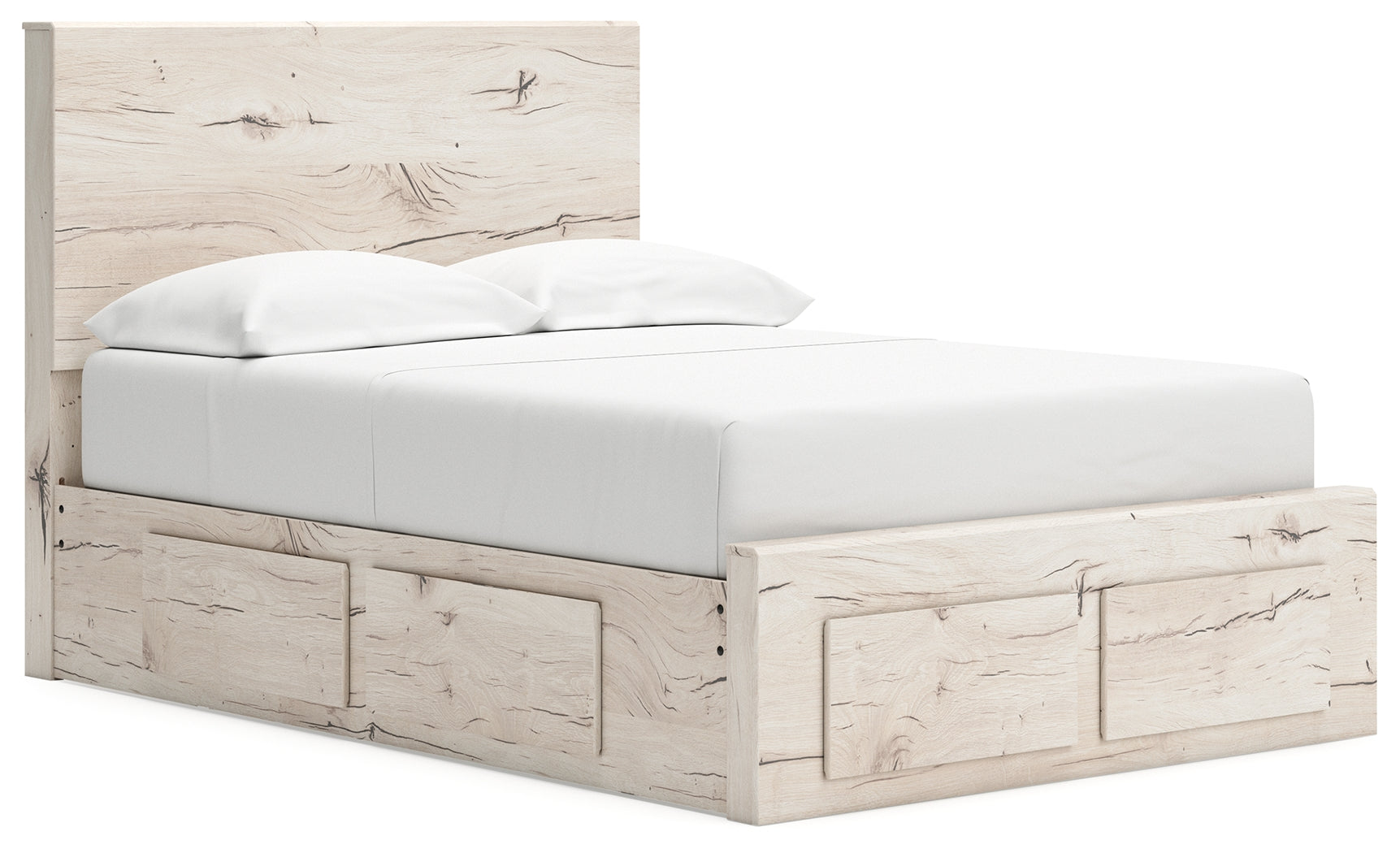 Lawroy Light Natural Full Panel Storage Bed in light natural oak finish