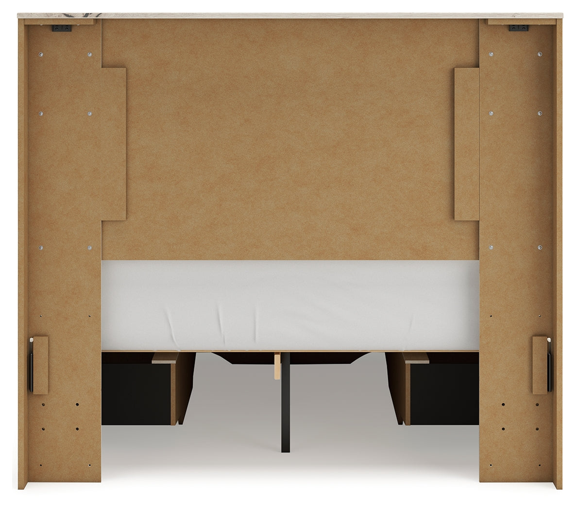 Lawroy Light Natural Full Panel Storage Bed in light natural oak finish