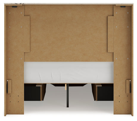 Lawroy Light Natural Full Panel Storage Bed in light natural oak finish