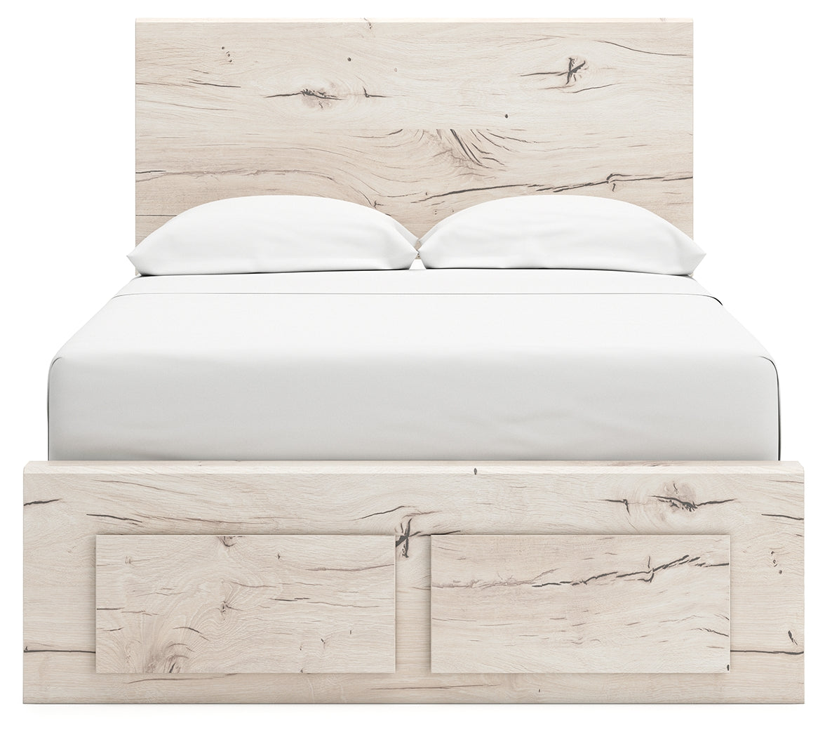 Lawroy Light Natural Full Panel Storage Bed in light natural oak finish