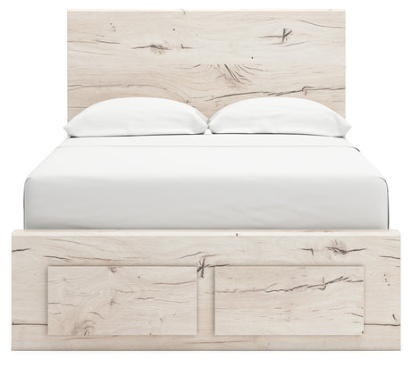 Lawroy Light Natural Full Panel Storage Bed in light natural oak finish
