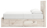 Lawroy Light Natural Full Panel Storage Bed in light natural oak finish