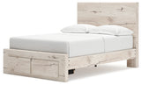 Close-up of headboard panel on Lawroy Full Panel Storage Bed