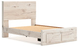 Lawroy Light Natural Full Panel Storage Bed in light natural oak finish
