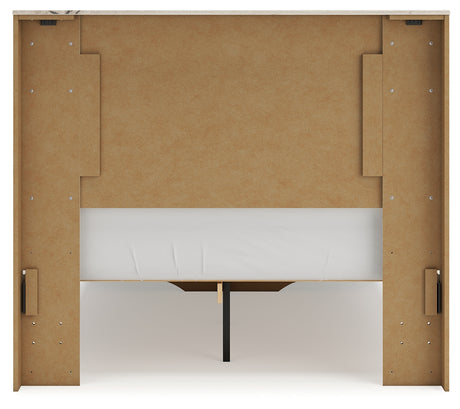 Lawroy Light Natural Full Panel Storage Bed in light natural oak finish