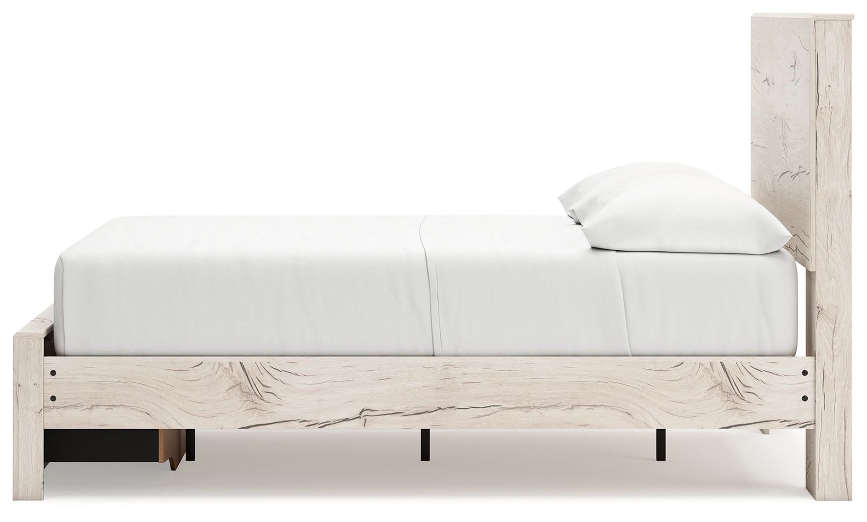 Lawroy Light Natural Full Panel Storage Bed in light natural oak finish