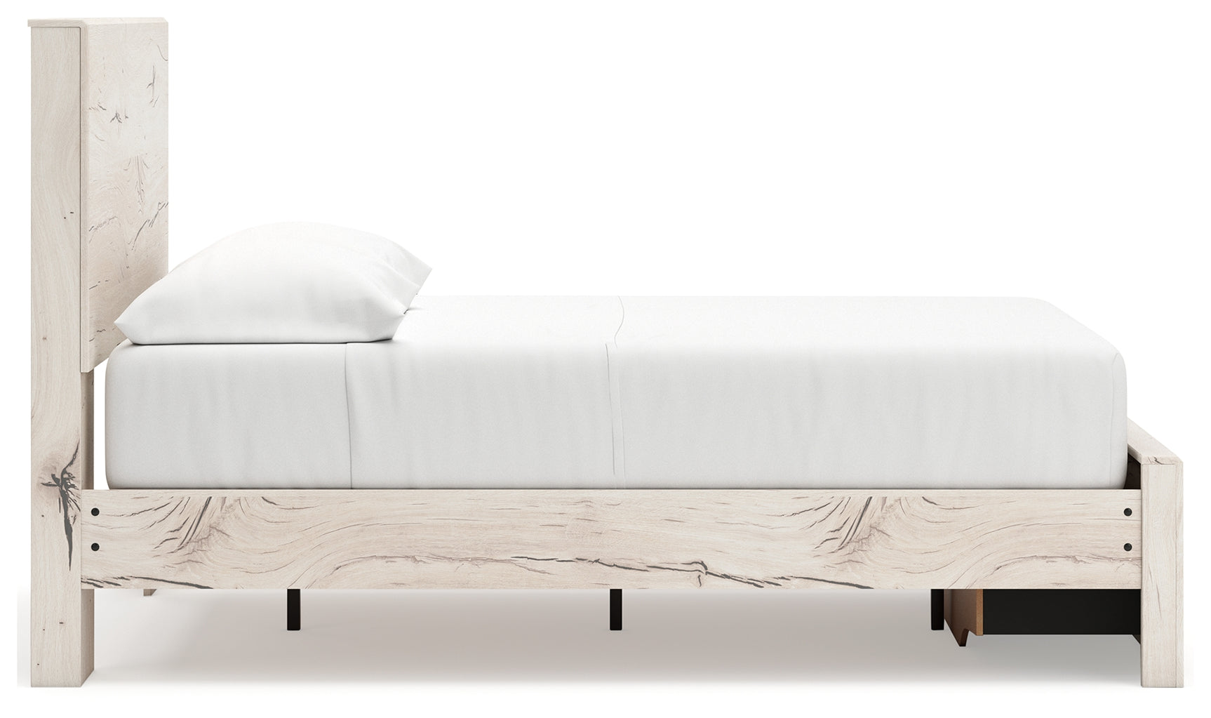 Lawroy Light Natural Full Panel Storage Bed in light natural oak finish