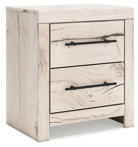 Lawroy Light Natural Nightstand angled view showing drawers