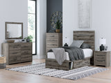 Graystorm twin panel storage bed fully assembled in room setting