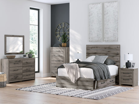 Completed Graystorm Brown Gray Full Panel Bed setup