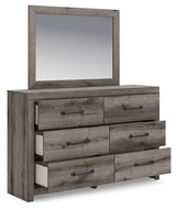Graystorm dresser drawer open showing interior lined with faux linen
