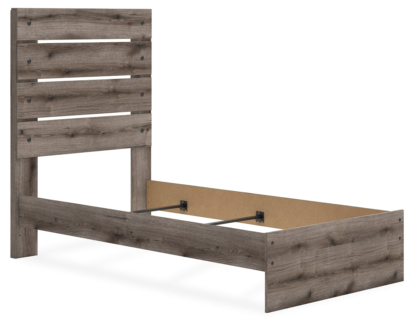 Close-up angle of Graystorm bed headboard slats