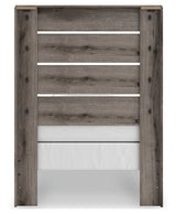 Back view of Graystorm twin panel bed frame