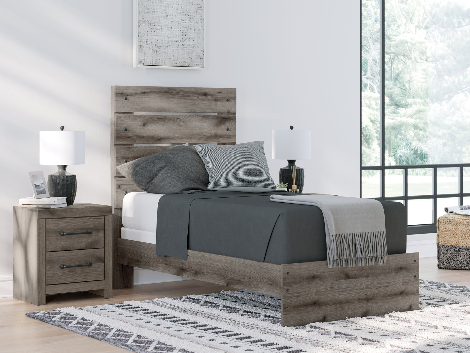 Graystorm Brown Gray Twin Panel Bed