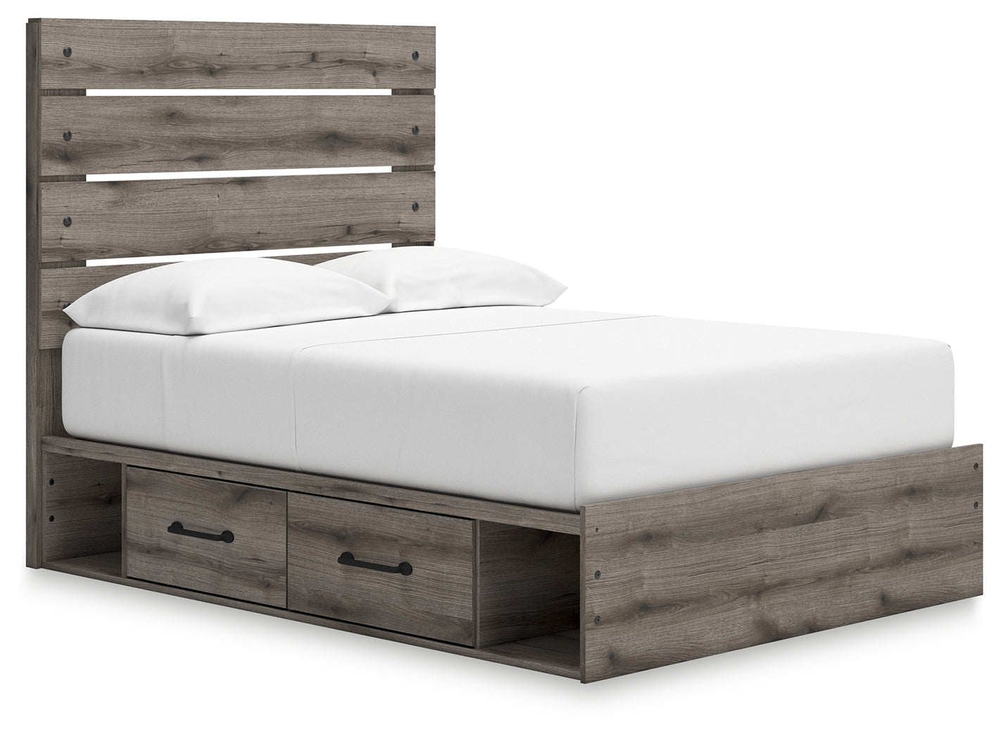 Graystorm Full Storage Panel Bed side view with drawers open