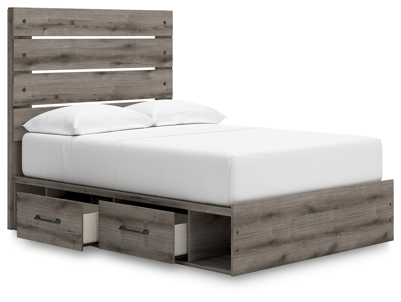 Underbed storage drawers pulled out displaying ample storage space