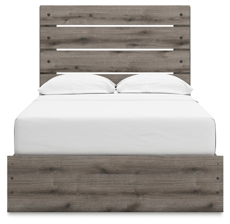 Back view of Graystorm Full Panel Bed highlighting engineered wood construction