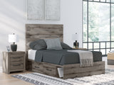 Side angle of Graystorm Full Panel Bed with storage drawers closed