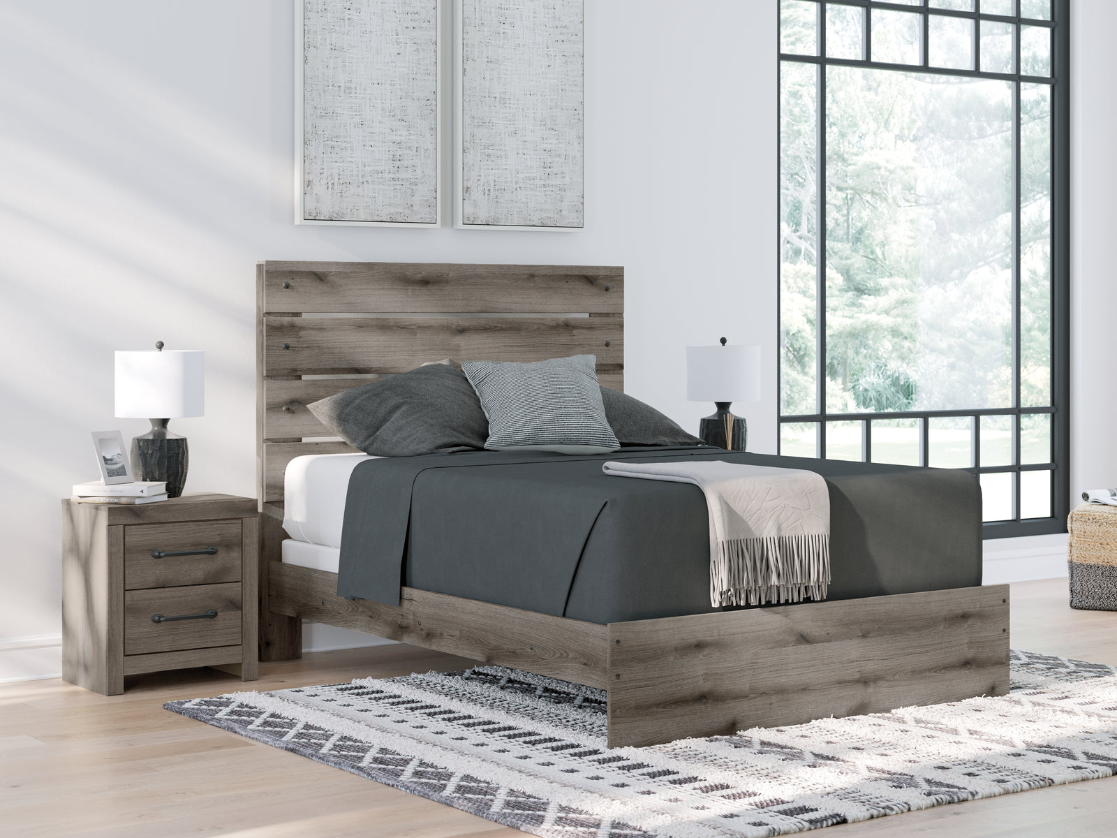 Graystorm Brown Gray Queen Panel Bed