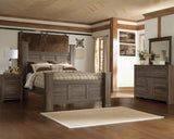 Juararo Dark Brown Poster Bedroom Set — Queen / 3: Bed, Dresser, Mirror