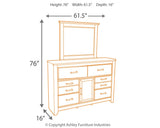 Juararo Dark Brown Poster Bedroom Set dimension view