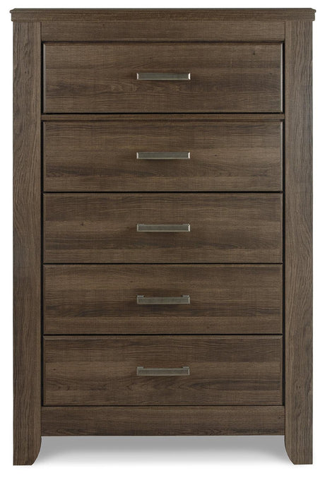 Close-up of pewter-tone hardware on Juararo Chest