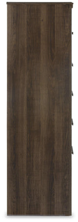 Detailed view of wood grain finish on Juararo Chest