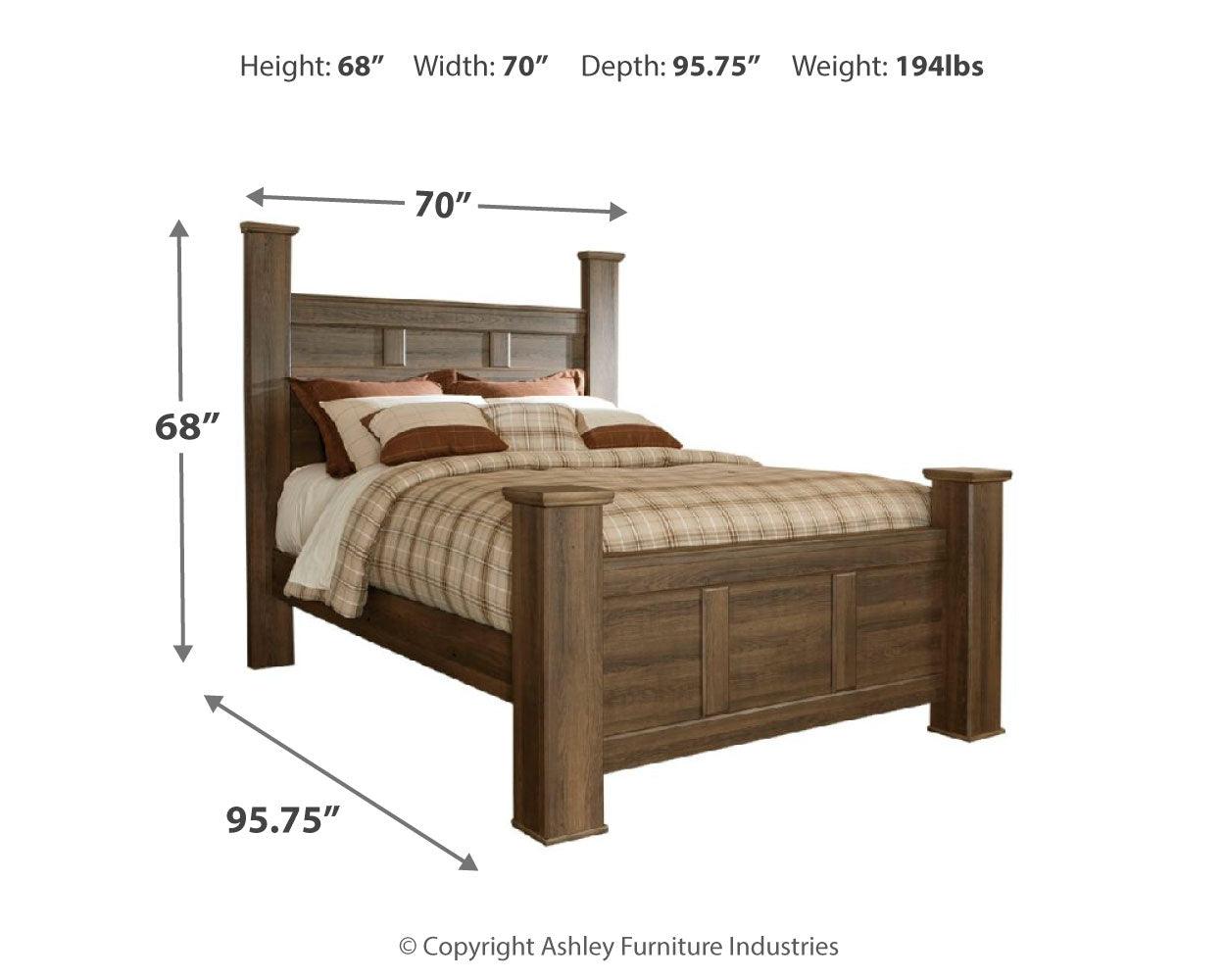 Dimensional diagram of Juararo Queen Poster Bed