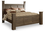 Side view of Juararo King Poster Bed posts and footboard