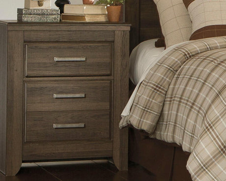 Juararo Dark Brown Nightstand front angled view