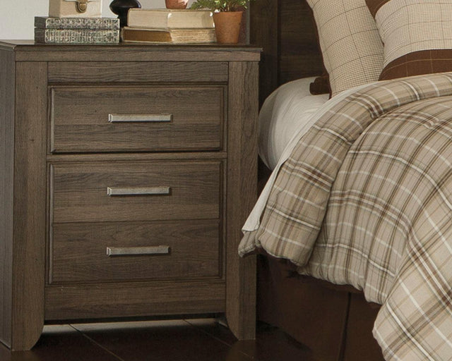 Juararo Dark Brown Nightstand front angled view