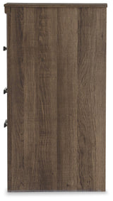 Juararo Nightstand showing open shelf and drawers