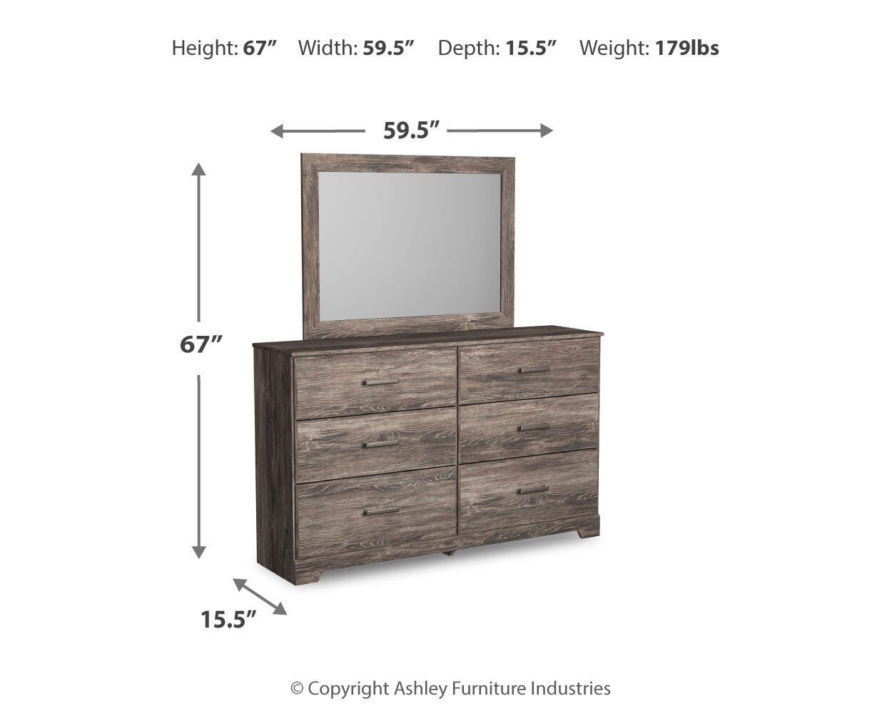Ralinksi Gray Panel Bedroom Set dimension view