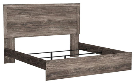 Ralinksi Gray King Panel Bed side view with headboard