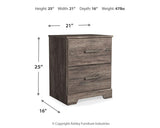Ralinksi Gray Nightstand dimension diagram showing size details