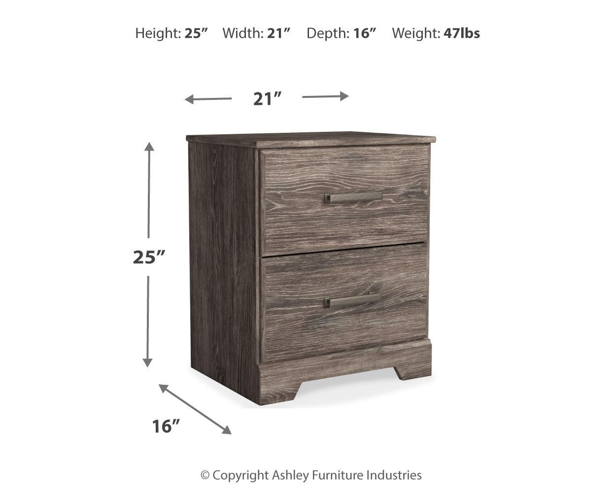 Ralinksi Gray Nightstand dimension diagram showing size details